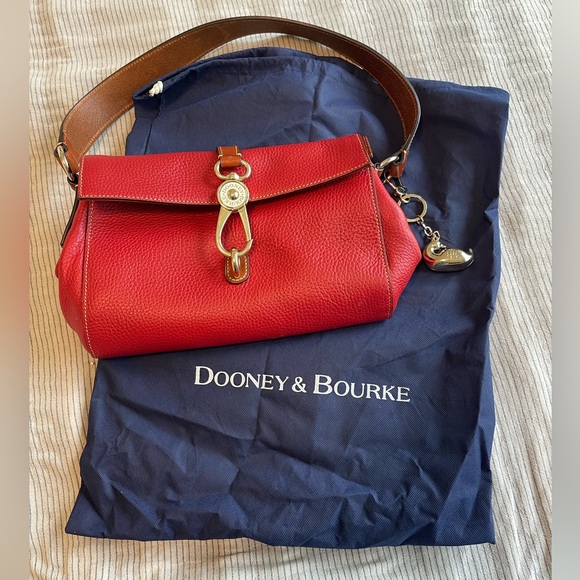 Dooney & Bourke Red Pebbled Leather Shoulder Bag - Picture 1 of 13